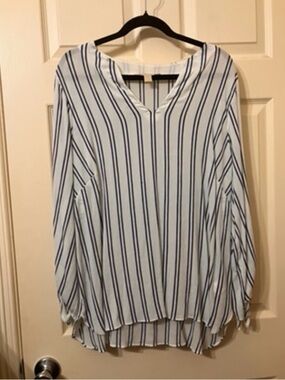 MICHAEL Michael Kors White Tunic with Navy Stripes